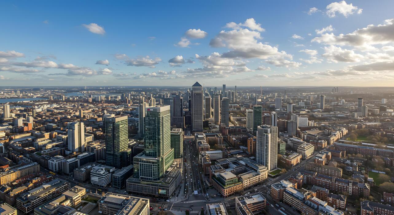 London skyline panorama with the City